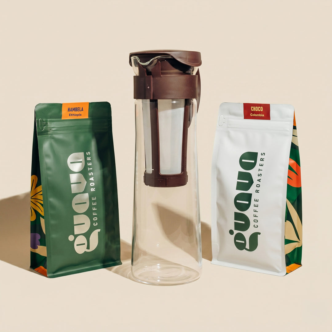 pachet carafa cold brew hario cu 2 cafele de specialitate