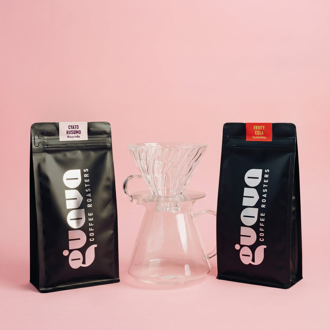 pachet special cafea de specialitate si hario v60 de sticla 