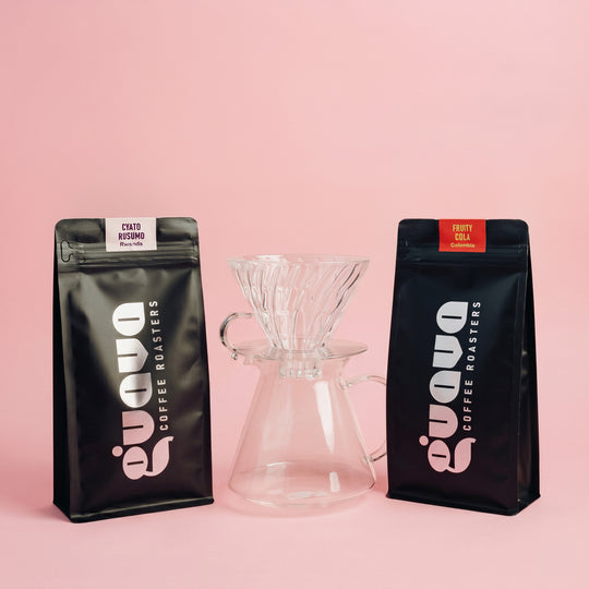 pachet special cafea de specialitate si hario v60 de sticla 